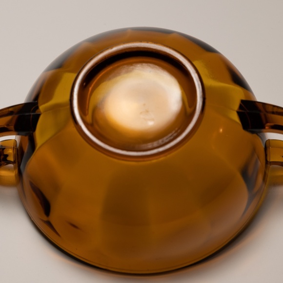 Vintage Oversized Amber Glass Double Handle Bowl/Cup - Picture 7 of 8